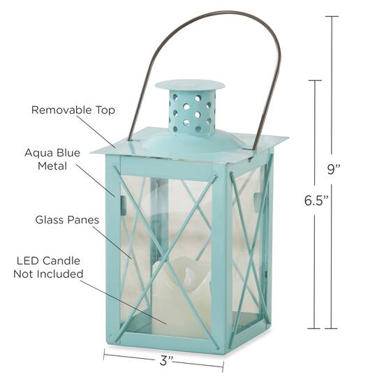 Kate Aspen® Medium Luminous Blue Lantern Tea Light Holder